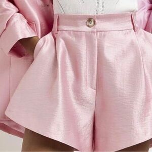 River Island High Waist Pink Pleated Shorts
